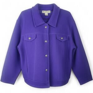 NORM THOMPSON Wool Shirt Jacket Womens L Vintage 90s Button Front